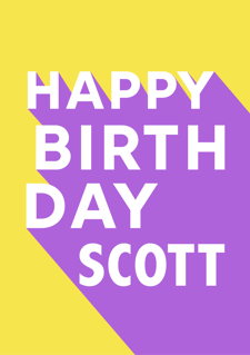 Happy birthday colourful yellow and purple shadow for him custom text Sponge Cake Topper