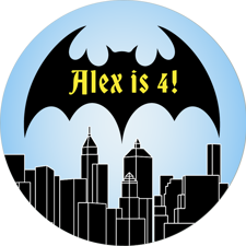 Happy birthday bat superhero city custom text Wafer Cupcake Topper