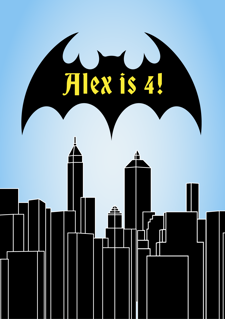 Happy birthday bat superhero city custom text Sponge Cake Topper