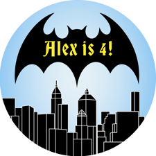 Happy birthday bat superhero city custom text Sponge Cake Topper