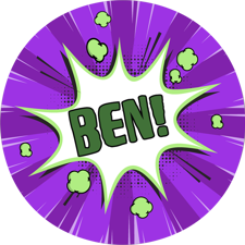 Superhero purple green comic book name custom text Wafer Cupcake Topper