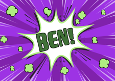 Superhero purple green comic book name custom text Sponge Cake Topper