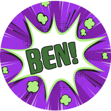 Superhero purple green comic book name custom text Sponge Cake Topper