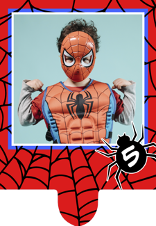 Happy birthday spider superhero web border photo upload Retro Cupcake Topper