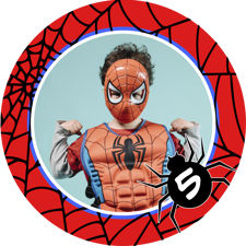 Happy birthday spider superhero web border photo upload Sponge Cake Topper