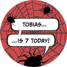 Happy birthday spider web superhero comic speech bubble for boys custom text Edible Cupcake Topper