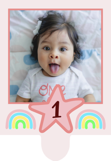 Happy birthday unicorn rainbow star border for girls photo upload Retro Cupcake Topper