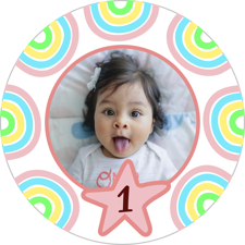 Happy birthday unicorn rainbow star border for girls photo upload Sponge Cake Topper