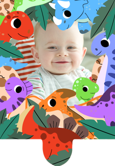 Happy birthday photo cute colourful dinosaur border for boys photo upload Retro Cupcake Topper
