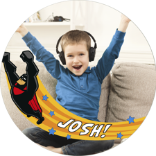 Happy birthday flying superhero for boys photo upload Wafer Cupcake Topper