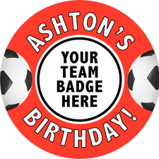 Happy birthday red football for boys image upload Wafer Cupcake Topper