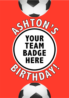 Happy birthday red football for boys image upload Sponge Cake Topper