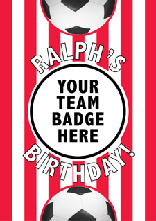 Happy birthday red and white striped football for boys image upload Sponge Cake Topper