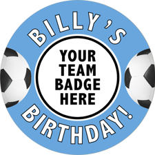 Happy birthday sky blue football for boys image upload Wafer Cupcake Topper