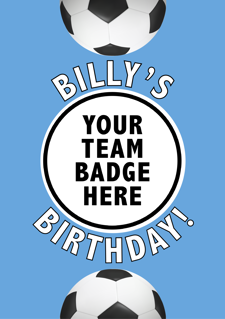 Happy birthday sky blue football for boys image upload Sponge Cake Topper