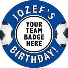 Happy birthday royal blue football for boys image upload Wafer Cupcake Topper