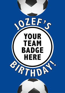 Happy birthday royal blue football for boys image upload Sponge Cake Topper