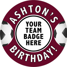 Happy birthday burgundy / claret football for boys image upload Wafer Cupcake Topper