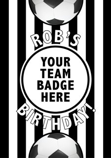 Happy birthday black and white striped football for boys image upload Sponge Cake Topper