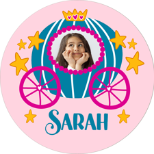 Birthday pink princess carriage stars for girls photo upload Edible Cupcake Topper