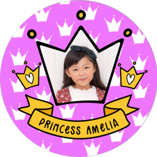 Pink and gold princess crown birthday banner for girls photo upload Edible Cupcake Topper