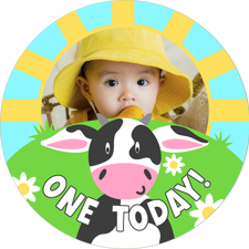 Birthday cute farmyard cow for girls photo upload Edible Cupcake Topper
