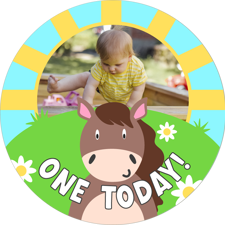 Birthday cute farmyard horse for girls photo upload Edible Cupcake Topper