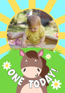 Birthday cute farmyard horse for girls photo upload Sponge Cake Topper