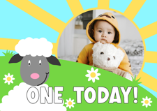 Birthday cute farmyard sheep for boys photo upload Sponge Cake Topper