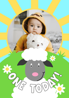 Birthday cute farmyard sheep for boys photo upload Sponge Cake Topper