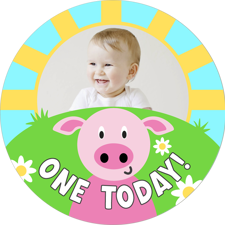 Birthday cute farmyard pig for girls photo upload Edible Cupcake Topper