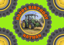 Birthday tractor wheels for boys photo upload Sponge Cake Topper