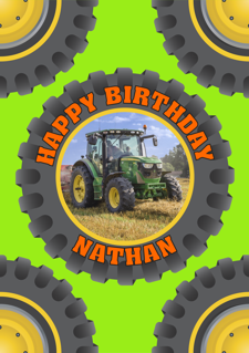 Birthday tractor wheels for boys photo upload Sponge Cake Topper