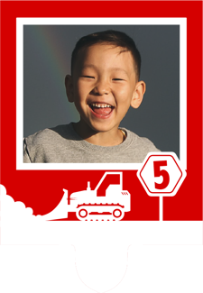 Birthday red & white bulldozer construction road sign for boys photo upload Retro Cupcake Topper