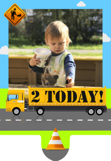 Birthday roadworks construction site for boys photo upload Retro Cupcake Topper