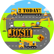 Birthday roadworks construction site for boys custom text Sponge Cake Topper