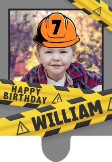 Birthday builder construction hard hat for boys photo upload Retro Cupcake Topper