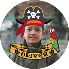 Birthday pirate hat & parrot for boys photo upload Edible Cupcake Topper