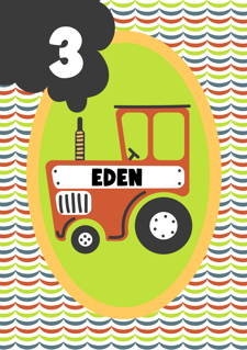 Birthday colourful green retro farm tractor for girls custom text Sponge Cake Topper