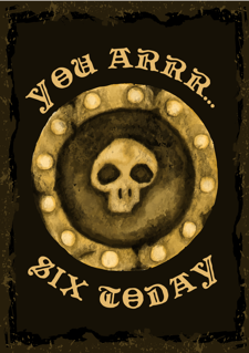 Birthday pirate gold medallion for boys custom text Sponge Cake Topper