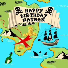Birthday pirate treasure map for boys custom text Sponge Cake Topper