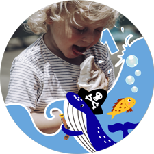 Birthday playful pirate whale for boys photo upload Edible Cupcake Topper