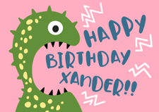 Birthday pink & green playful roaring monster for boys custom text Sponge Cake Topper