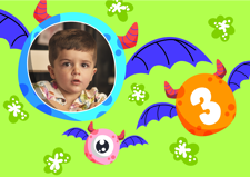 Birthday green flying monster eye for boys photo upload Sponge Cake Topper