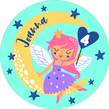 Birthday starry fairy moon for girls custom text Edible Cupcake Topper
