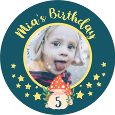 Birthday magical fairy toadstool for girls photo upload Edible Cupcake Topper