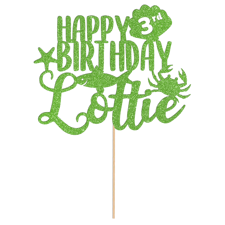 Under the sea happy birthday custom age & name  Glitter Topper