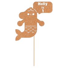Under the sea cute cartoon mermaid birthday custom name & age Glitter Topper