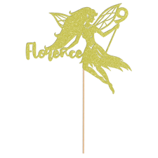 Magical flying fairy birthday custom name & age Glitter Topper