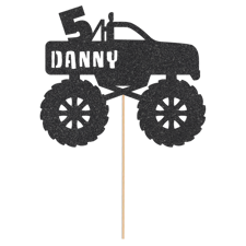 Huge wheels monster truck motorsport birthday custom age & name Glitter Topper